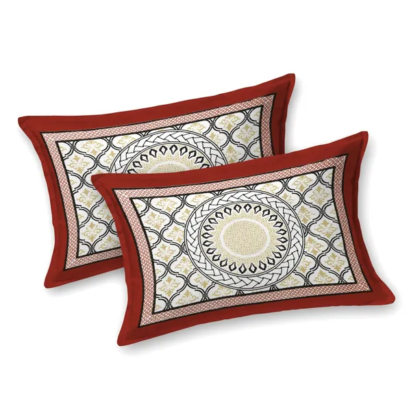 Red_Cotton_Majestic_Mandala_Luxe_Double_Bedsheet_With_Pillow_Cover_100_X_108_Cm